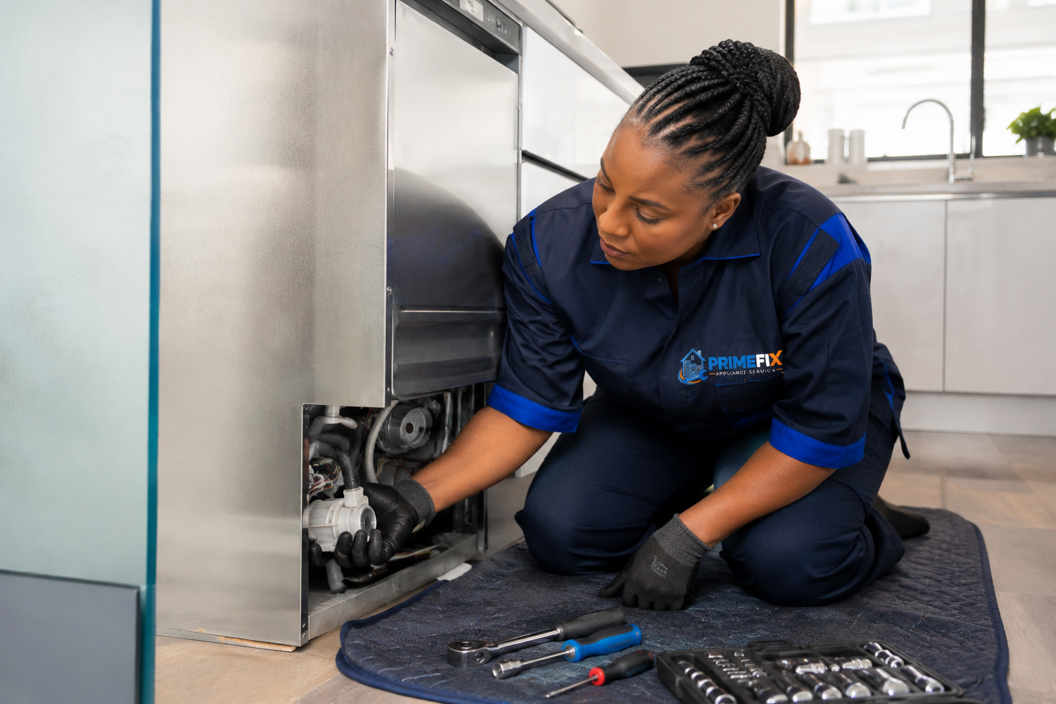 PrimeFix technician providing dishwasher repairs